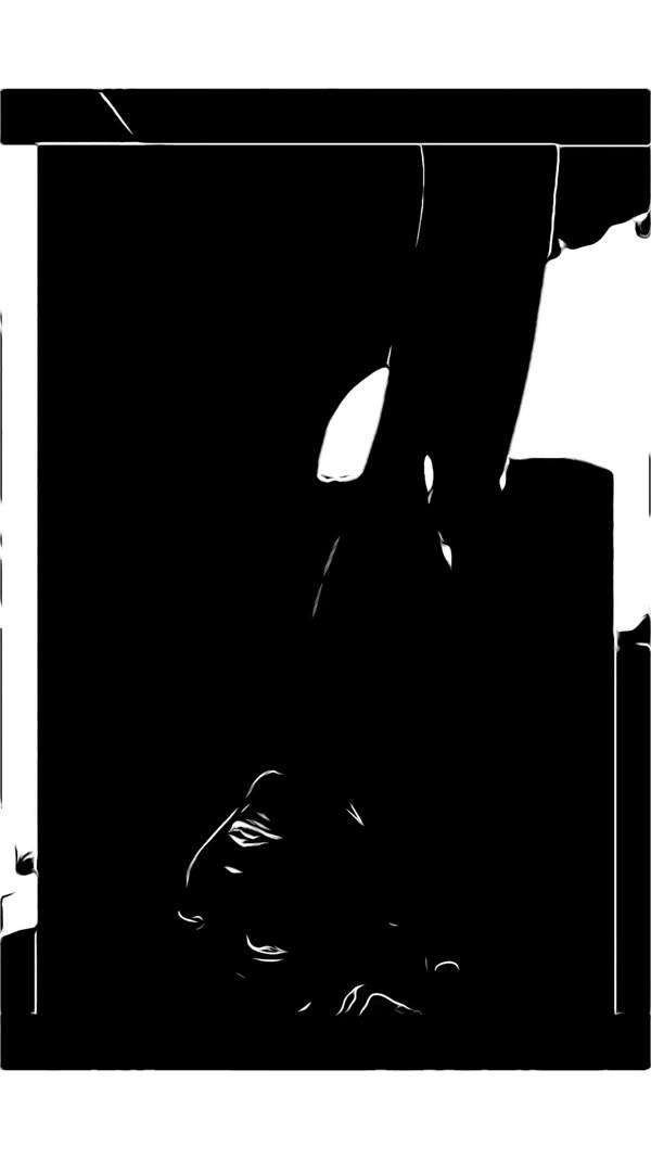 Dunkle Figur als reduzierte schwarze Fläche